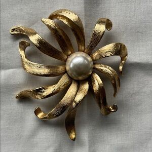 Monet Gold and Pearl Brooch